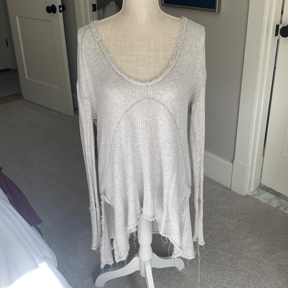 Free people distress waffle shirt